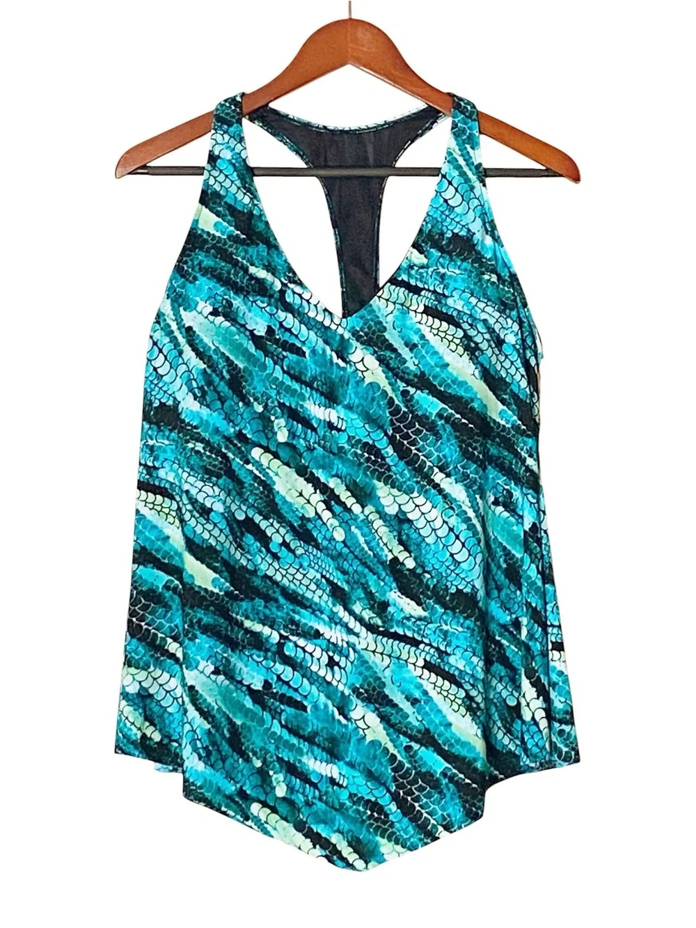 MAGICSUIT Taylor Racerback Underwire Tankini Top Blue Green New